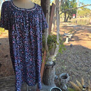 Aria Collection 100% Cotton Floral Nightgown Sleep Dress Plus Size 2X